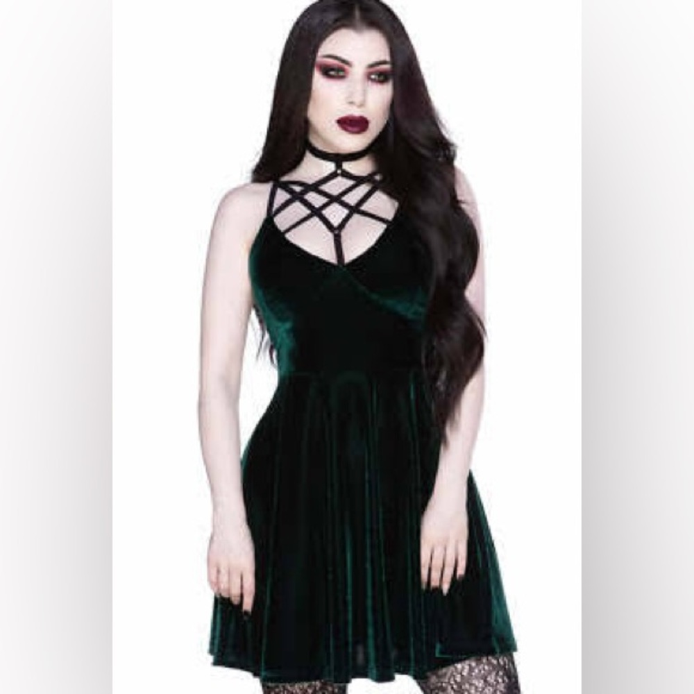 Killstar Magicka green mini dress
